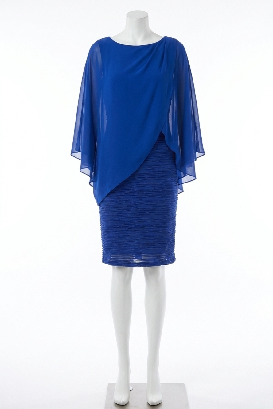 NEW JOSEPH RIBKOFF chiffon overlay textured sheath dress in royal sapphire